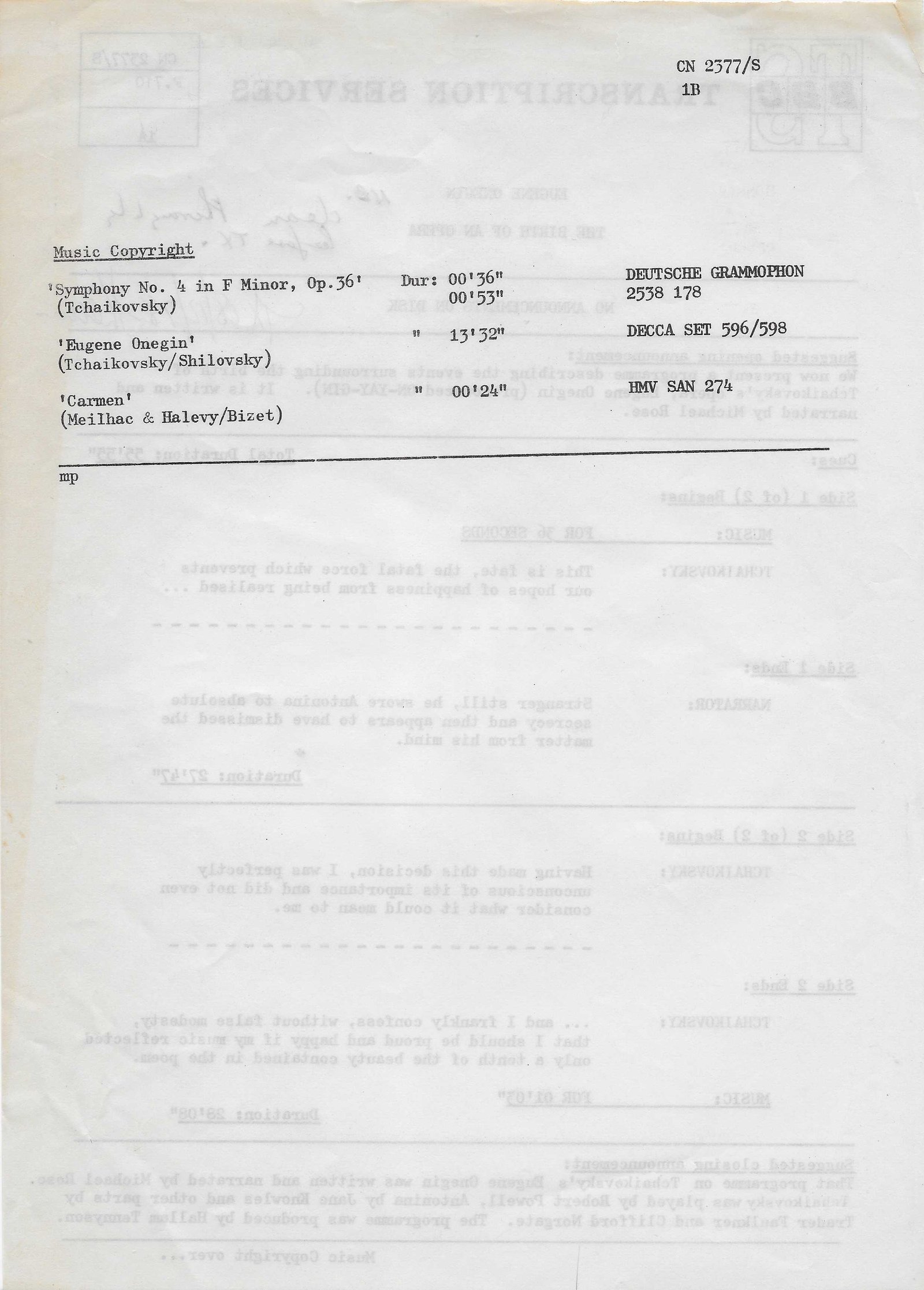 Inserts from CN 2377 S 2